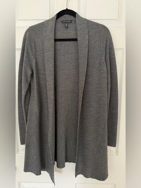 Eileen Fisher Gray Open-Front Long Knit Cardigan